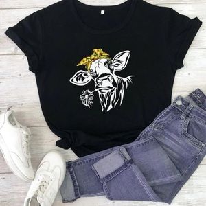 Cattle and floral print tee